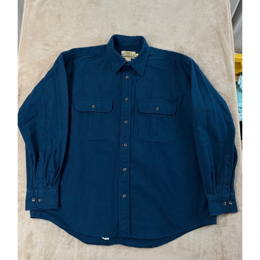VTG‎ Cabelas Shirt Men XL Blue Deerskin Soft Chamois Flannel Shacket Heavyweight